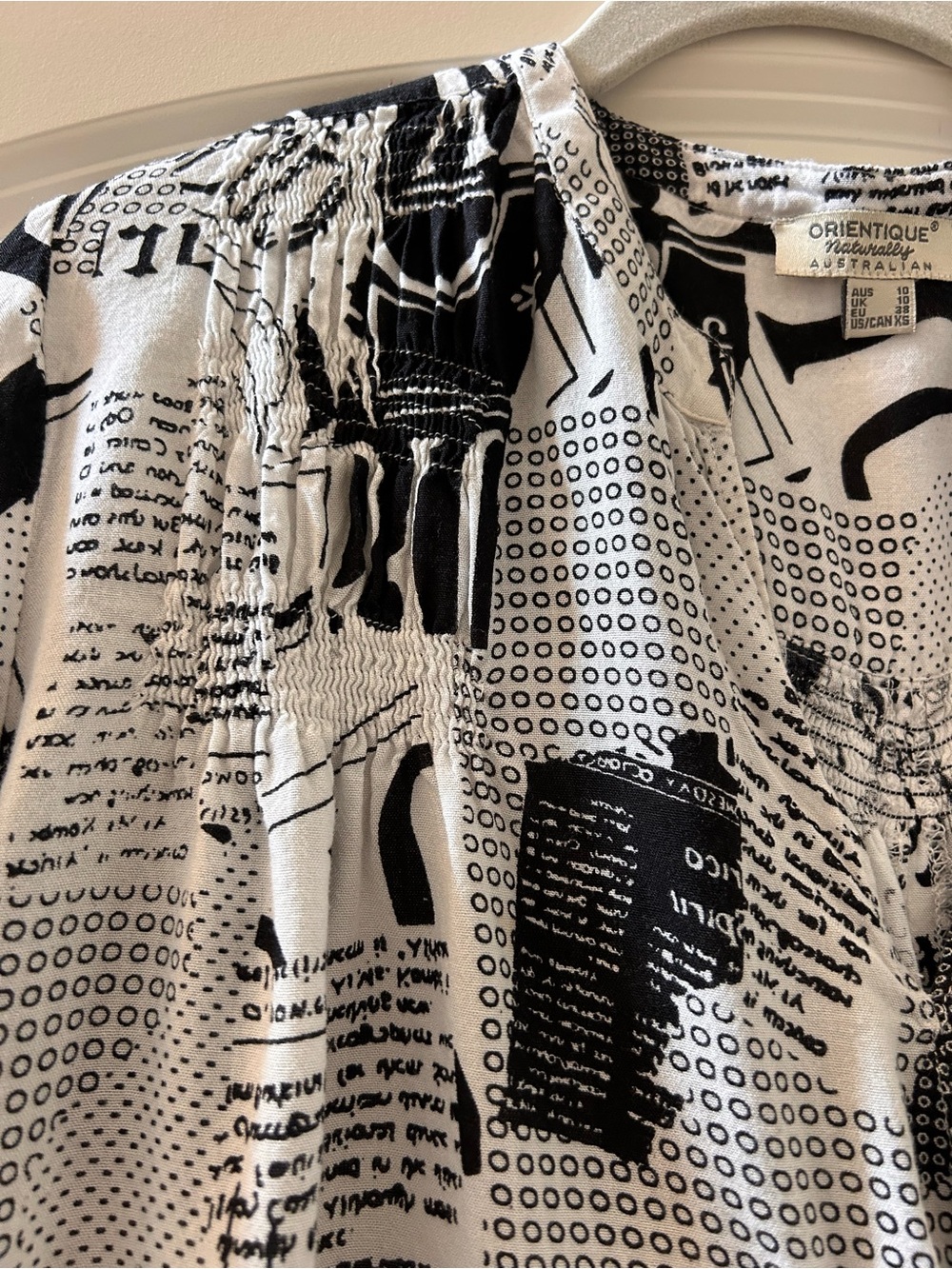 Orientique Oversized Bold Geometric Tunic. Lagenlook. Artsy. 3/4 sleeve. Pockets - Picture 2 of 9